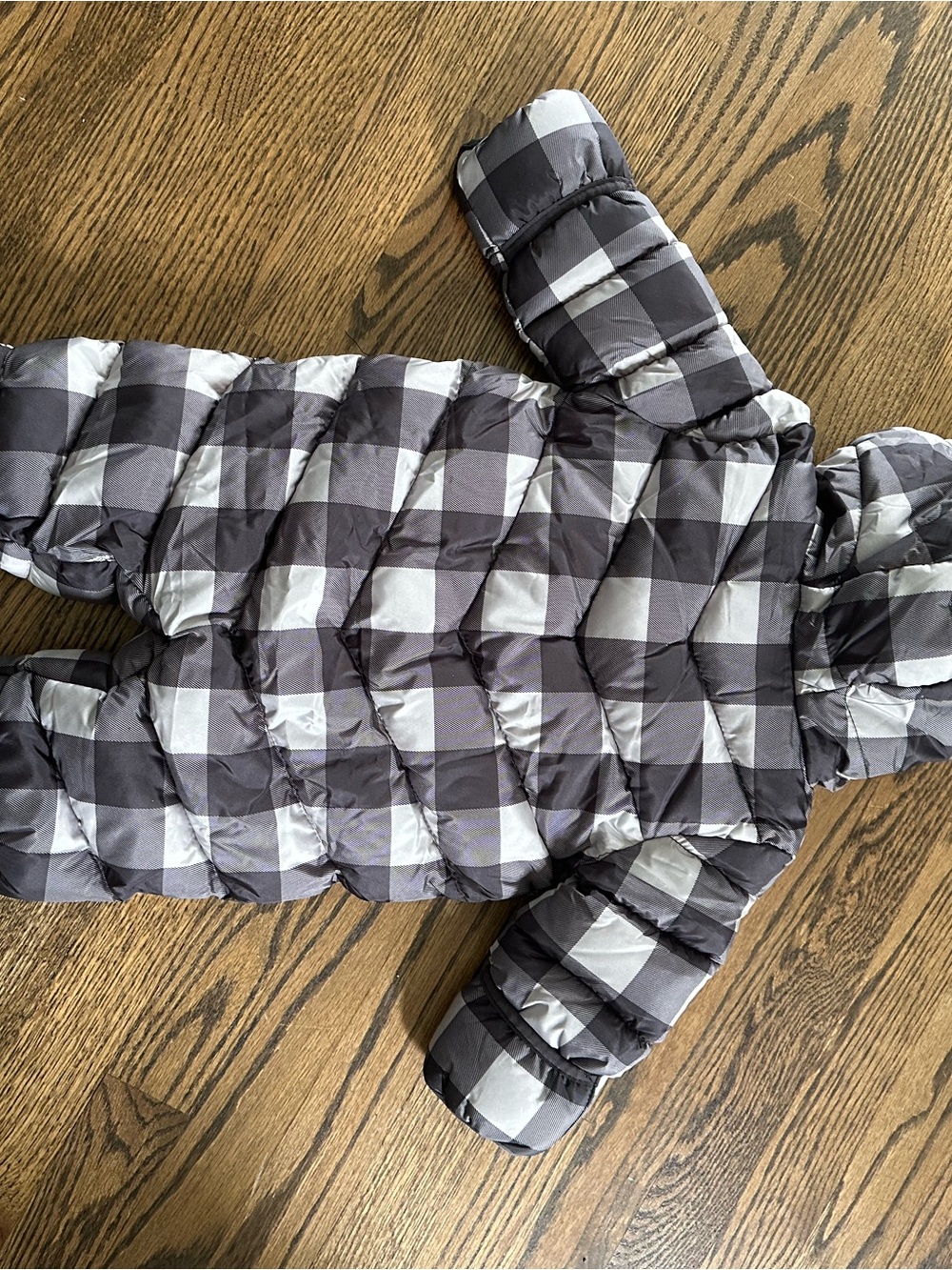 NWT Volcom Baby Boys' Black Gray Plaid Infant Hooded Puffer Snowsuit | Sz 12M - Picture 4 of 8